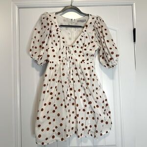 Abercrombie & Fitch Cinch-Front Cotton Texture Mini Dress